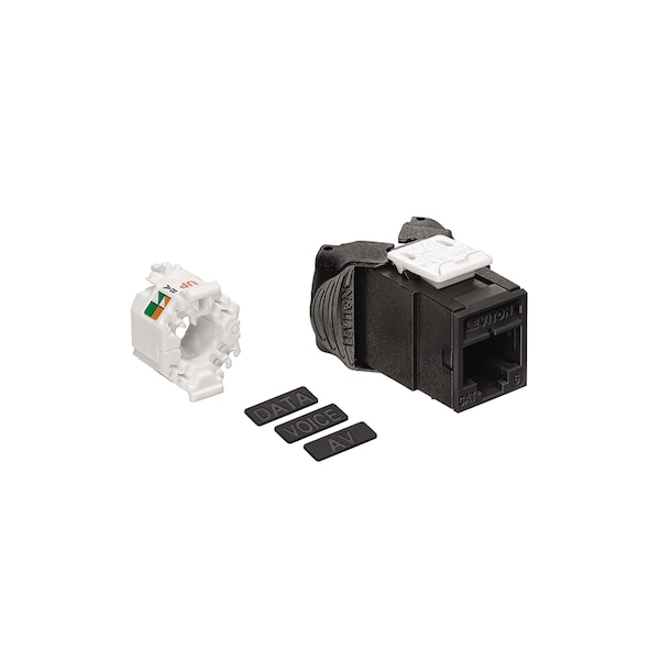 Leviton 1-Port Mod Jack 110 8W8P Utp, T568A/B Cat6 Quickport, Atlas-X1 Black 61UJK-RE6 - main